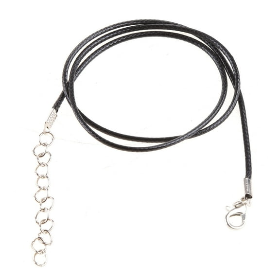 TINYSOME Large Black Fashion 1eather Wax Rope Cord Necklace 18'' Clasp Chain DIY Jewelry