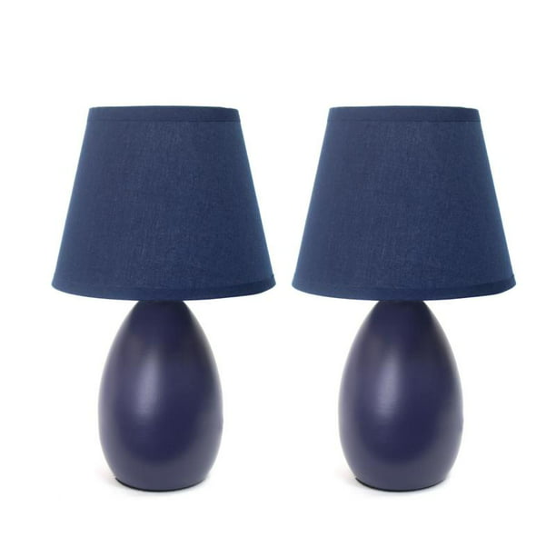 Simple Designs Mini Egg Oval Ceramic, 2 Pack Table Lamps