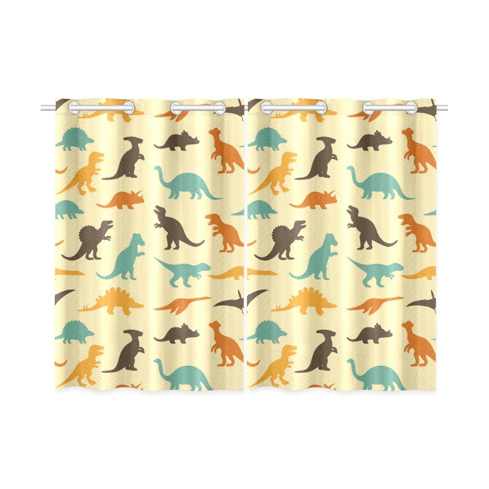MKHERT Dinosaur Window Curtains Kitchen Curtain Room Bedroom Drapes