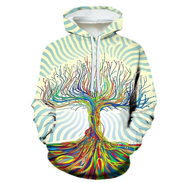 Spring Autumn Creative Psychedelic Tree Pattern Hoodies For Men 3D Printing Casual Pullovers Sweatshirt Streetwear Tops Hoodie-PZM12799 L