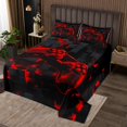 thumbnail image 2 of YST Kids Gaming Queen Bedspread Set for Boys Girls Video Game Gamer Quilt Set, Black and Red Coverlet Queen Size Glowing Geometric Grid Bedding Set, Gradient Game Controller Bed Cover, 2 of 5