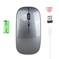 thumbnail image 3 of Ratón inalámbrico ergonómico recargable con diseño ultra delgado - Conexión 2.4G de 10m, clics silenciosos y batería de larga duración para oficina o estudio (Color Gris), 3 of 6