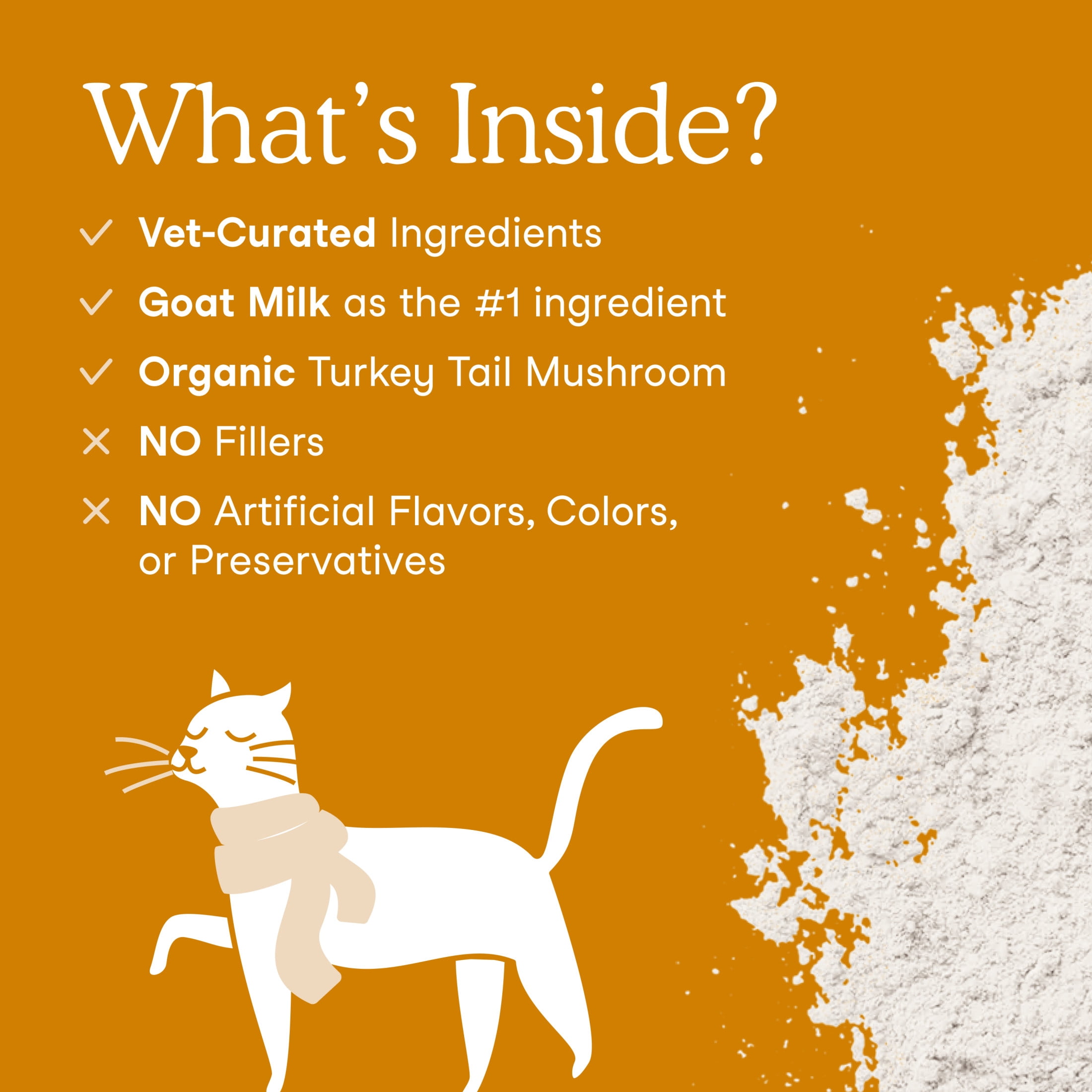 Fera Pets Immune Goat Milk for Dogs & Cats - With Colostrum, Turkey Tail Mushroom, & Probiotics - 60 Servings