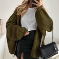 thumbnail image 4 of Stichou Womens Oversized Cardigan Sweaters 2025 Fall Long Lantern Sleeve Loose Chunky Knit Open Front Lightweight Sweater Army Green M, 4 of 7