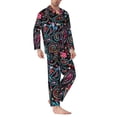 thumbnail image 2 of Naloa Paisley Men’s Pajamas Set - Long Sleeve Button Down Sleep Shirt and Pajama Bottoms Sleepwear Set-Medium, 2 of 7