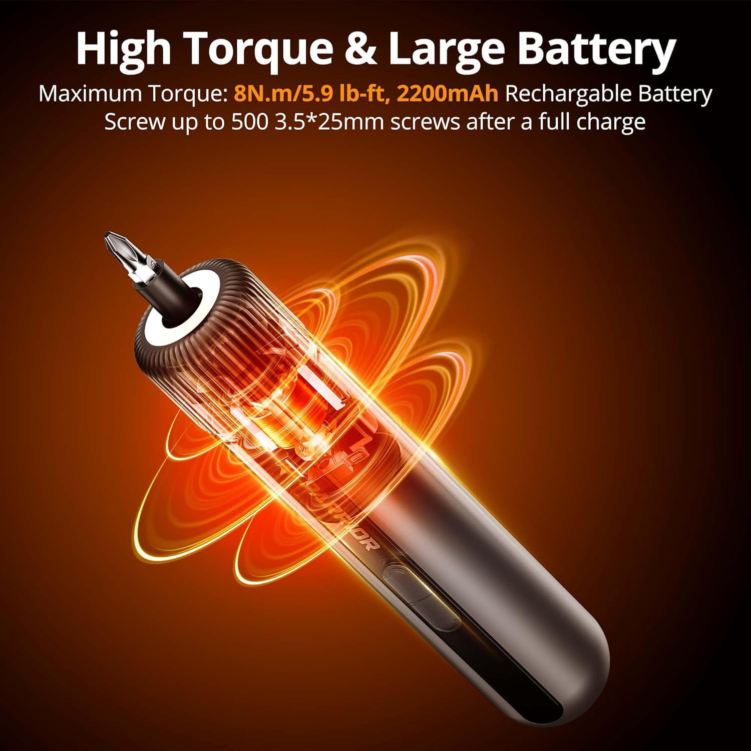 Tilswall Mini Electric Screwdriver, 4V Cordless Screwdriver Kit, 4 Speeds, 4 Torque Settings, 2200 mAh Rechargeable Lithium Battery, Black