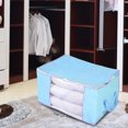 thumbnail image 3 of Bolsa de almacenamiento de colchas no tejidas con ventana transparente para el hogar, a prueba de humedad, diseño horizontal azul, 3 of 8
