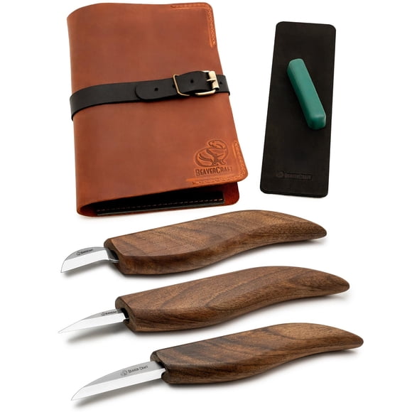 Juego de cuchillos para tallar madera BeaverCraft Deluxe S15X con estuche