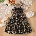 thumbnail image 6 of Huowey Toddler Kids Girls Floral Sundress Smocked Sleeveless Spaghetti Strap Ruffled Pleated High Waist Flower Print Tiered A-Line Dresses Breathable Stylish Mid Dress For Party Beach,Black,2-3 Years, 6 of 9