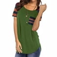 thumbnail image 2 of Camiseta de mujer de manga corta con cuello redondo y bolsillo a rayas en la parte superior, verde, M Monstrate  AP001586-07, 2 of 6