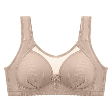 Fsqjgq Womens Underwear Strapless Bras for Women White Bralettes for Women Front Closure Bras Comfort No Underwire Seamless Bra Plus Size Wireless Bra Nipple Covers Back-Smoothing Bras Lingerie