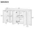 thumbnail image 4 of FFZ TREXM Buffet Cabinet with Storage, 4-Door Retro Wood Sideboard with Distressed Finish and Adjustable Shelves for Dining Room, Kitchen, and Living Room (Natural), 4 of 6