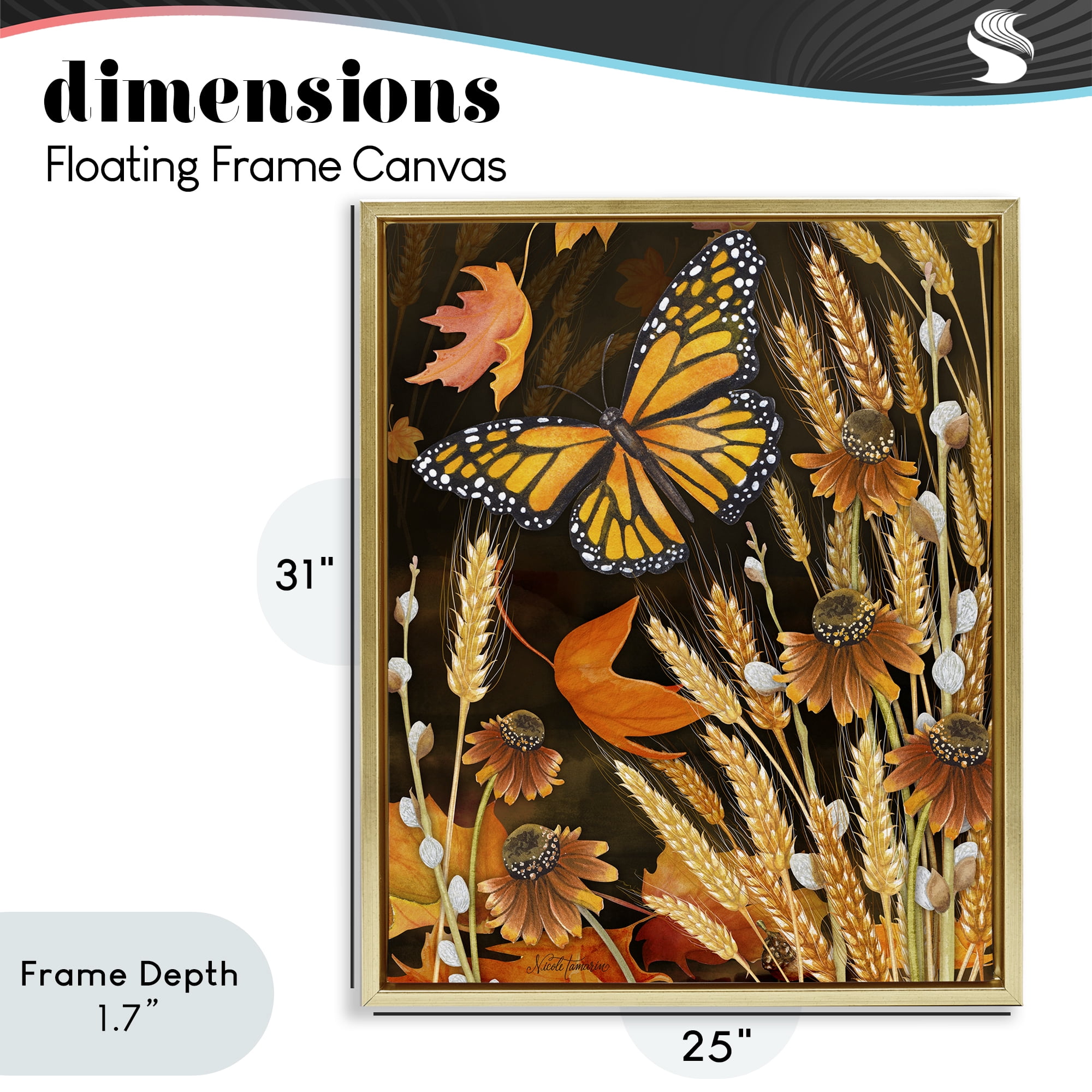 Stupell Industries Fall Motif Midnight Garden Gold Framed Floater Canvas Wall Art, design by Nicole Tamarin