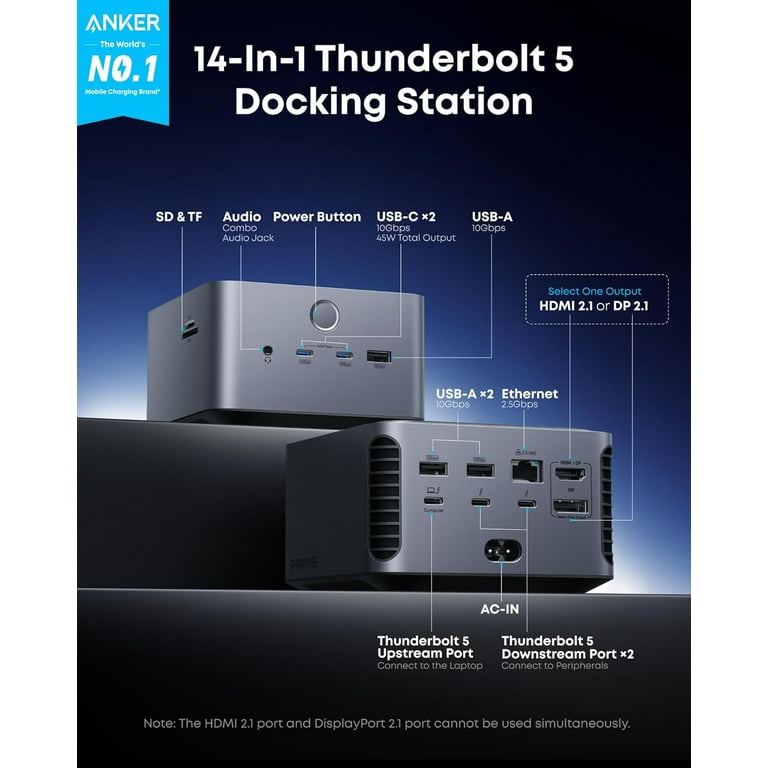 Anker Prime ドッキングステーション Thunderbolt 5 Anker Prime TB5 Docking Station, 14-in-1 Thunderbolt 5 Dock
