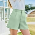 thumbnail image 3 of JTSRKL Girls Shorts Kids Summer Button Ruched Elastic Waist Wide Leg Casual Uniform Shorts Short Pants with Pockets Green 4-5 Years, 3 of 8