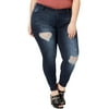 Celebrity Pink Womens Plus Denim Distressed Skinny Jeans