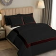 thumbnail image 3 of DNG Creations 3 Piece Full Black And Wine Border Line Pattern Duvet Cover - 100% Egyptian Cotton, 800 Thread Count ( Full/Queen ), 3 of 5