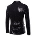 thumbnail image 5 of Wrtxtat Men's Shiny Sequin Blazer Sparkle Metallic Tuxedo Party Jacket Festival Party Prom Performance One Button Jacket Big and Tall Black XXXXXL, 5 of 7