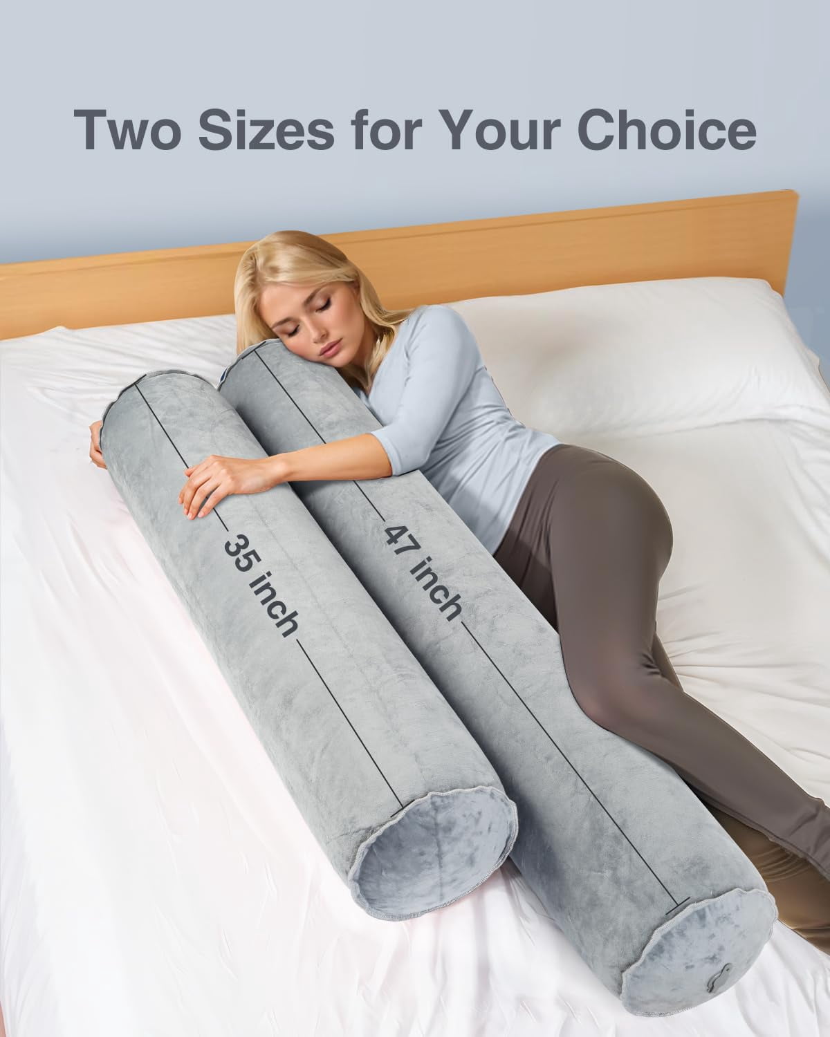Inflatable Body Pillow For Adults  Travel Pillows Side Sleeper 47inch Long Round Bolster Camping Cylinder Hugging Sleeping Leg Etc.