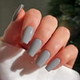 thumbnail image 2 of Uñas postizas adhesivas JOYVVEW medianas largas cuadradas color gris piedra, 2 of 7