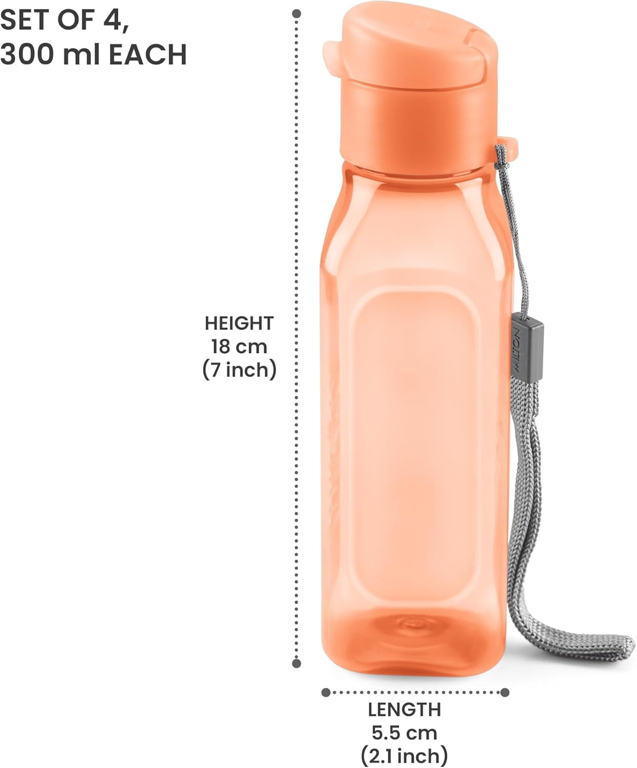 MILTON 4 Pack 10oz Reusable Water Bottles with Carry Strap – bright
