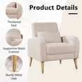thumbnail image 3 of Modern Accent Chair, Upholstered Armchair Living Room Chair, Comfy Single Sofa Chair with Metal Legs, Comfy Fabric Chair for Living Room Bedroom Office, 3 of 7