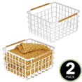 thumbnail image 2 of mDesign Metal Steel Wire Square Closet Storage Basket - 2 Pack - White/Natural, 2 of 8