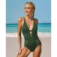 thumbnail image 6 of Charmo Crochet One Piece Swimsuits for Women Sexy V Neck Bathing Suit Hollow Monikini, 6 of 7