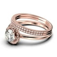 thumbnail image 4 of Fairy Minimalist 2.25 Carat Round Cut Diamond Moissanite Engagement Ring, Classic Halo Wedding Ring in 925 Sterling Silver With 18k Rose Gold Plating Gift For Her, Two Matching Band, 4 of 4