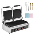 thumbnail image 1 of KFFKFF Commercial Panini Grill, 3600W Electric Sandwich Panini Maker, Stainless Steel Double Sandwichs Press with Handle and Temp Control, 19x9 in Full Grooved Enamel Plate, 1 of 9