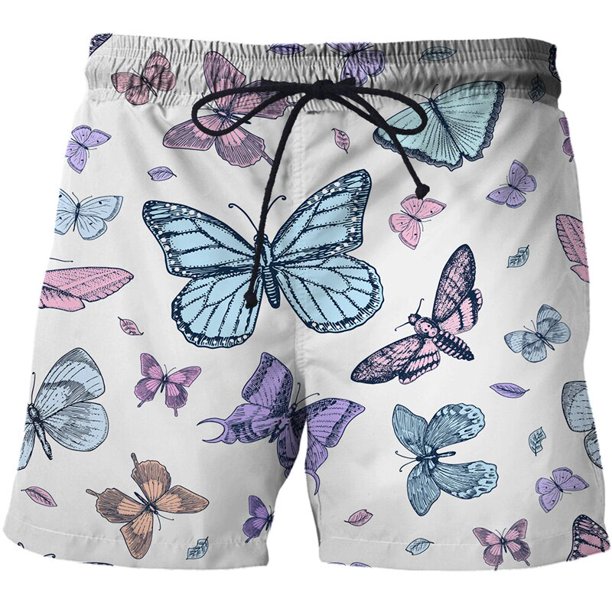 Cartoon Butterfly Graphic Beach Shorts Pants Men 3D Printed Surf Board Shorts Summer Hawaii Swimsuit Swim Trunks Cool Ice Shorts Fivean unisex