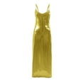 thumbnail image 4 of Vestido metálico con tirantes finos para mujer: vestido sexy ajustado con escote en V, vestido de fiesta para salir por la noche, 4 of 4