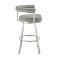 thumbnail image 3 of Benjara Weni 26 Inch Swivel Counter Stool, Barrel Open Back, Light Gray, Chrome, 3 of 5