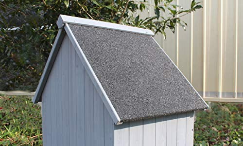 Hanover Outdoor Vertical Wooden Storage Shed for Tools, Equipment, Garden Supplies, with Shelf and Locking Latch, 8.7 cu. ft. Capacity - HANWS0102-GRY