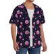 thumbnail image 2 of Fotbe Pink Planets And Stars Camisa Estampada de Manga Corta para Hombre, Casual de Verano, Estilo Playero, Sin Arrugas-Medium, 2 of 5