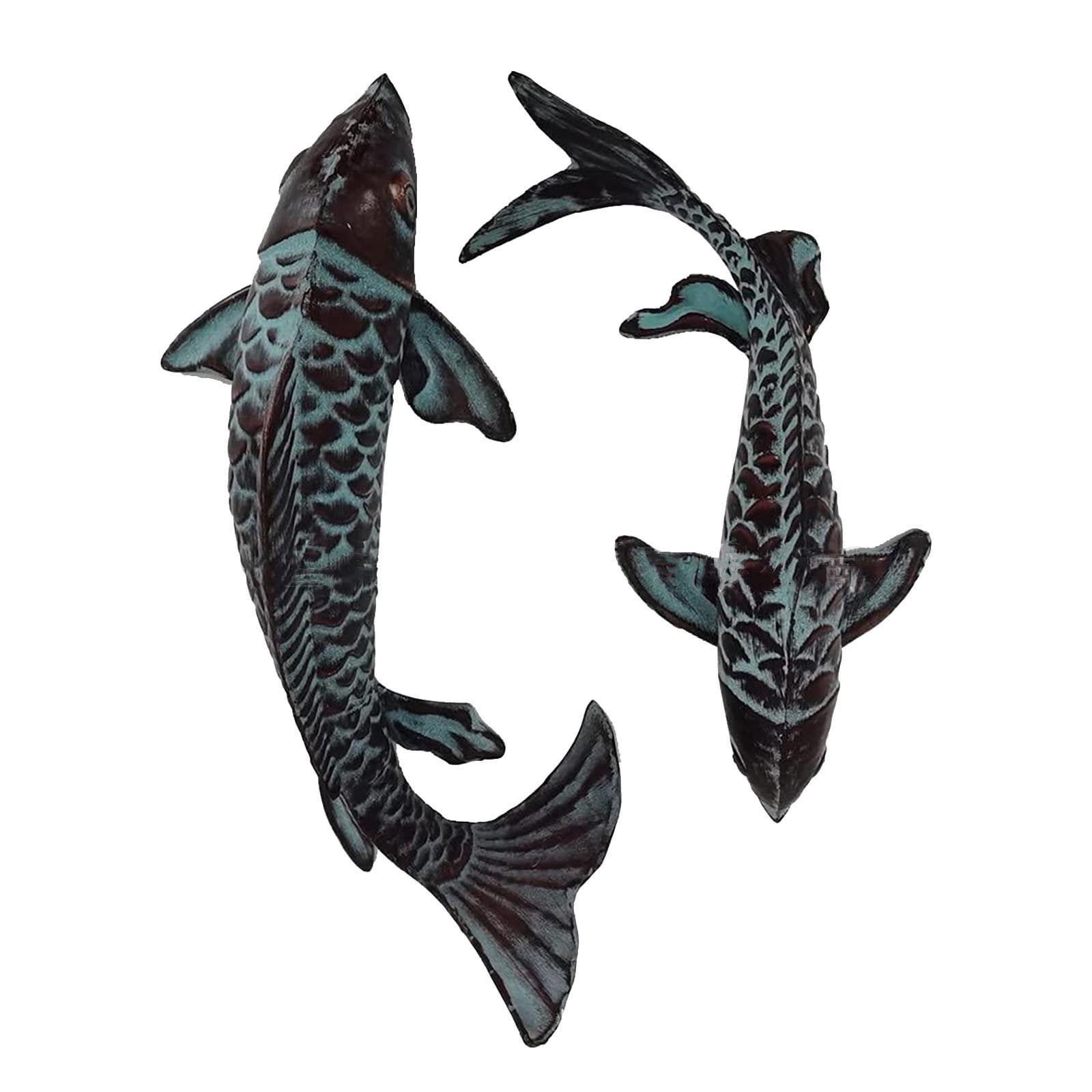 Uscallm 2Pcs Glowing Koi Fish Decor, Glow In The Dark Koi Fish Sculpture, Outdoor Garden Pond Decoration, Zen Water Feature For Patio, Unique Home Decor Gift Idea