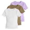 thumbnail image 1 of KyCheLot 3 Pack Ribbed Knit Tops for Girls Crew Neck Solid Color Short Sleeve T-Shirts Trendy Ruffle Trim T-Shirts, 1 of 5