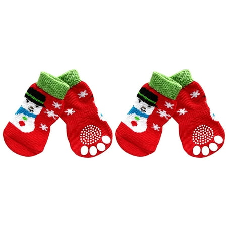 

Christmas Decorations 2PC Anti-Slip Dog Socks 4-Piece Set Dog Indoor Socks Anti-Slip Dog Socks Dog Socks With Clip Puppy Paw Protection Socks