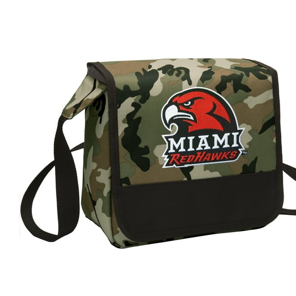 CAMO Miami University Lunch Bag Stylish OFFICIAL Miami RedHawks CAMO Lunchbox Cooler for School or Office - Men or Women