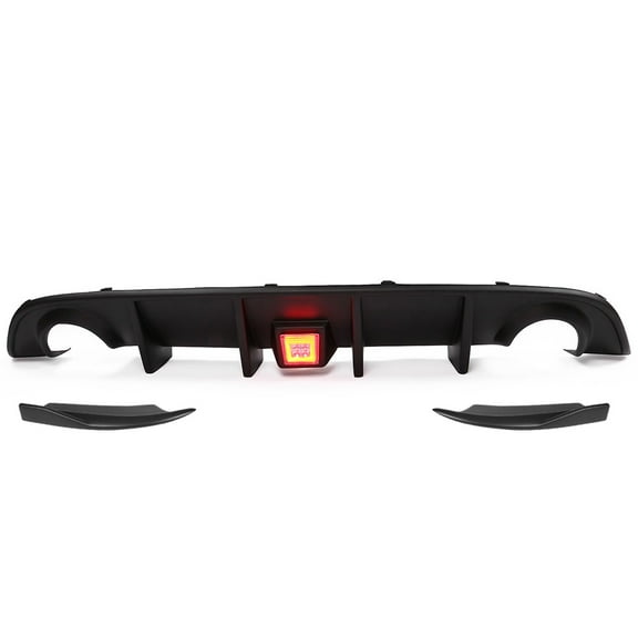Ikon Motorsports Compatible with 15-23 Charger SRT Rear Diffuser V2 Side Valance Lip W/ Clear LED Brake Lamp