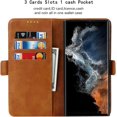thumbnail image 4 of Wallet Phone Case Compatible with Samsung Galaxy S22 Ultra 5G – Quality, Premium PU Leather Cover with Card Slots and Horizontal Viewing Stand 6.8 Inch (Khaki), 4 of 14