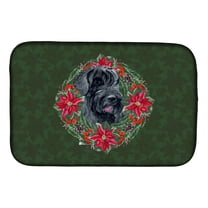 Caroline's Treasures Giant Schnauzer Poinsetta Wreath Dish Drying Mat