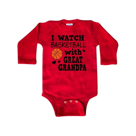 

Inktastic I Watch Basketball with Great Grandpa Gift Baby Boy Long Sleeve Bodysuit
