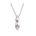 thumbnail image 1 of S925 Sterling Silver Cat Necklace Matte Silver Cat Pendant Collarbone Necklace, 1 of 3