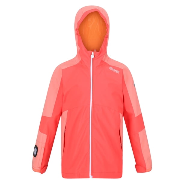 Regatta - Chaqueta Impermeable Rayz para Niños/Niñas (Melocotón Neón, Coral Fusión)