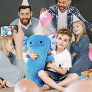 48 inch Giant Axolotl Plush Huge Stuffed Animal, Big Blue Axolotl Glow in The Dark Fluorescent Plushies, Jumbo Salamander Body Pillow Gifts for Kids Adults, Birthday