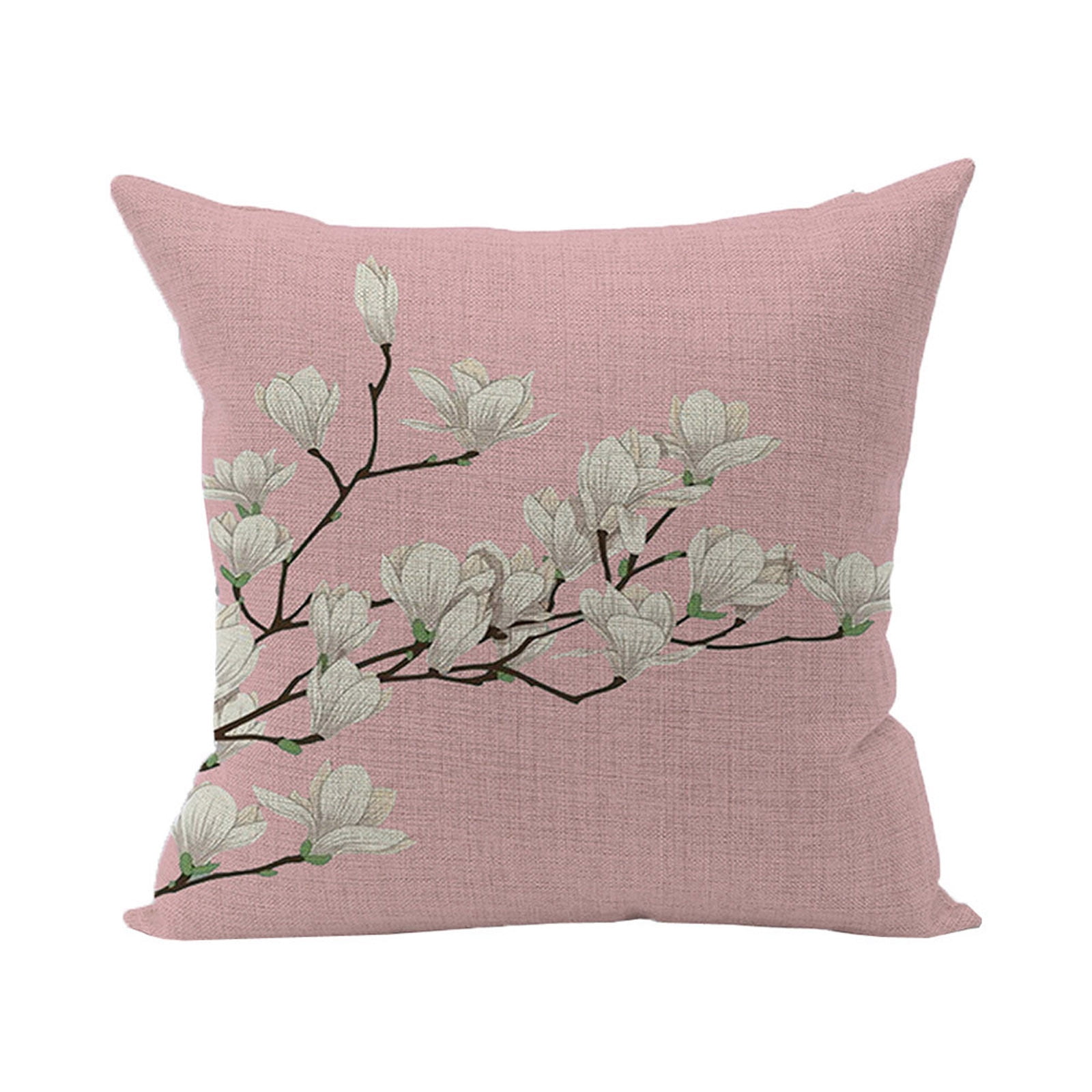 Cotton Linen Pillow Case Floral Print Waist Throw Cushion Cover Sofa Home Decor 