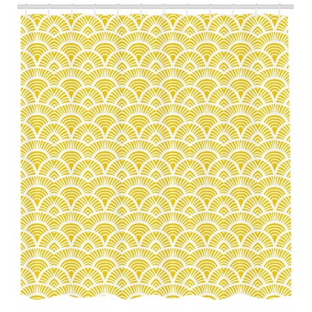 Yellow Shower Curtain Ethnic Vintage Hand Drawn Style Shaded
