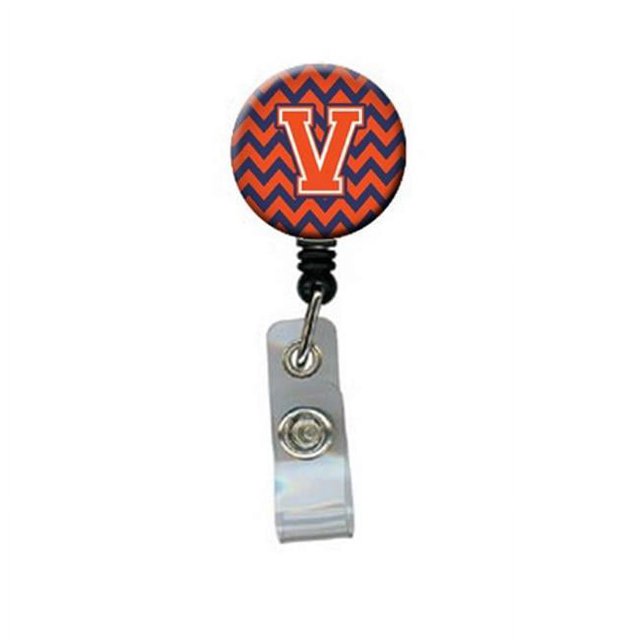 Caroline's Treasures Chevron Retractable Badge Reel, Orange & Blue