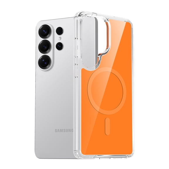 Allytechgroup for Samsung Galaxy S26 Magnetic  Case, Compatible with Magsafe Anti-Scratch Rugged Bumper Hybrid TPU PC Slim Phone Case Cover for Galaxy S26, Orange